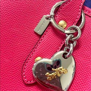 Coach  Women's Horse and Carriage Heart Bag Charm Key Ring